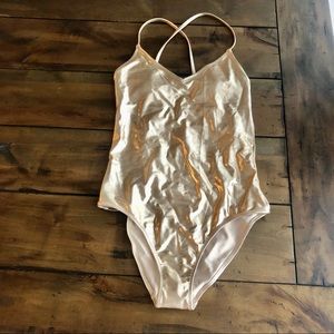 NEW W/ TAGS AERIE METALLIC GOLD SWIMSUIT ONEPIECE